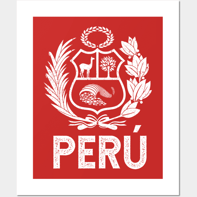 Peru Coat of arms - vintage design Wall Art by verde